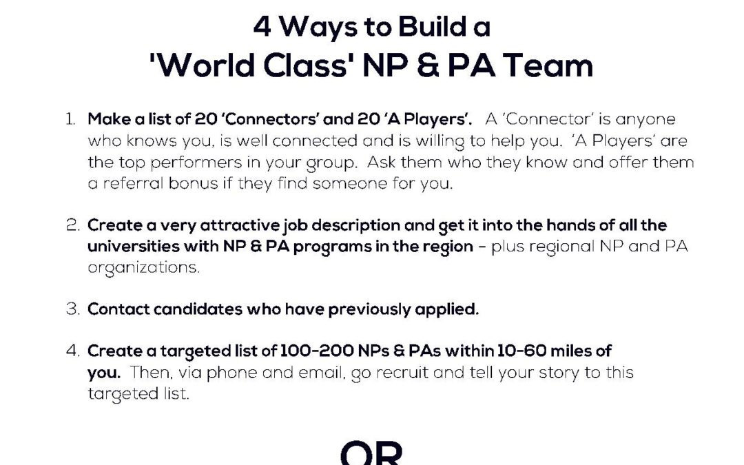 4 Ways to Build a World Class NP and PA Team